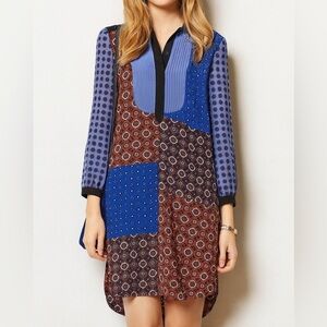 Anthropologie Moulinette Soeurs Foulard 100% Silk Shift Dress Size L